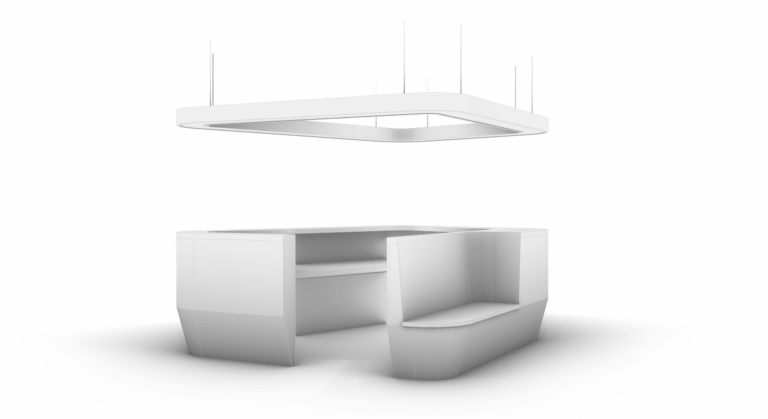Empfangstheke Moosmann Rendering von Architektur Büro belowstudio